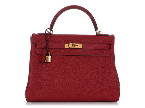 Hermès Rouge Grenat Clemence Kelly Retourne 32 Gold 